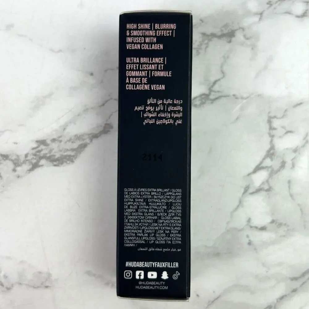 NIB Huda Beauty Faux Filler Extra Shine Lip Gloss in Sugar Baby